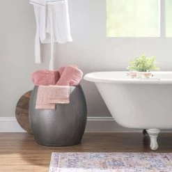 Wagner 20.5 in. W Silver Round Wood Top Drum Side Table With Storage by Linon Home Decor -Linon Home Decor Shop silver linon home decor end side tables hd221856 1f 1000