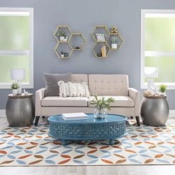 Wagner 20.5 in. W Silver Round Wood Top Drum Side Table With Storage by Linon Home Decor -Linon Home Decor Shop silver linon home decor end side tables hd221856 44 1000