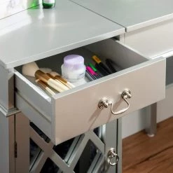 2-Piece Silver Vanity Set by Linon Home Decor 23 2-Piece Silver Vanity Set by Linon Home Decor -Linon Home Decor Shop silver linon home decor makeup vanities 58036sil 01 kd u fa 1000