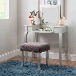 Harper 2-Piece Silver Vanity Set by Linon Home Decor 23 Harper 2-Piece Silver Vanity Set by Linon Home Decor -Linon Home Decor Shop silver linon home decor makeup vanities 580432sil01u 31 1000