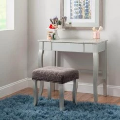 Harper 2-Piece Silver Vanity Set by Linon Home Decor 19 Harper 2-Piece Silver Vanity Set by Linon Home Decor -Linon Home Decor Shop silver linon home decor makeup vanities 580432sil01u 4f 1000