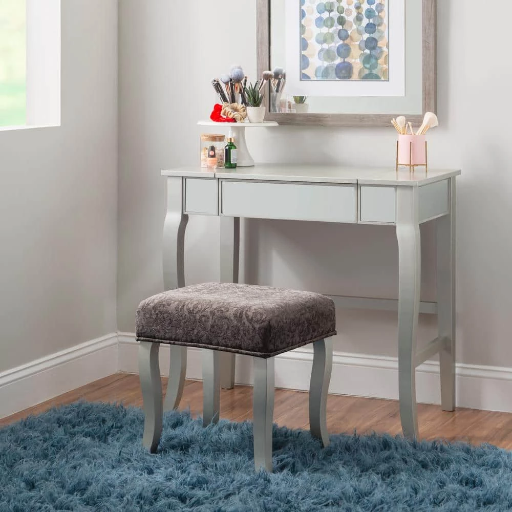 Harper 2-Piece Silver Vanity Set by Linon Home Decor 9 Harper 2-Piece Silver Vanity Set by Linon Home Decor - Image 7