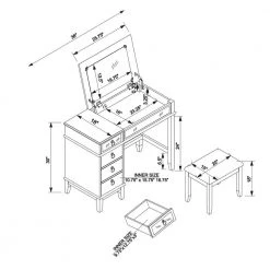 Eva Silver with Mirror Accents Vanity Set with Upholstered Stool by Linon Home Decor -Linon Home Decor Shop silver linon home decor makeup vanities thd02973 1d 1000