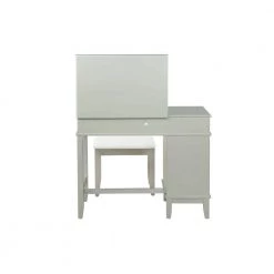 Eva Silver with Mirror Accents Vanity Set with Upholstered Stool by Linon Home Decor -Linon Home Decor Shop silver linon home decor makeup vanities thd02973 66 1000