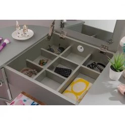 Jodi Silver Vanity Set with Flip Top Mirror 30 in. H x 40.5 in. W x 19.2 in. D by Linon Home Decor -Linon Home Decor Shop silver linon home decor makeup vanities thd03533 76 1000