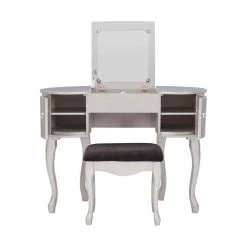Jodi Silver Vanity Set with Flip Top Mirror 30 in. H x 40.5 in. W x 19.2 in. D by Linon Home Decor -Linon Home Decor Shop silver linon home decor makeup vanities thd03533 77 1000