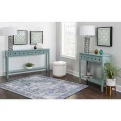 Robin 60 in. W Teal Rectangle Wood Top Long Console Table by Linon Home Decor -Linon Home Decor Shop teal linon home decor console tables hd221850 1f 1000