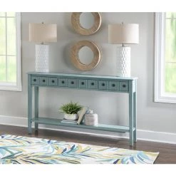 Robin 60 in. W Teal Rectangle Wood Top Long Console Table by Linon Home Decor -Linon Home Decor Shop teal linon home decor console tables hd221850 31 1000