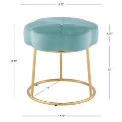 Vanessa Teal Backless Iron Base Vanity Stool 17.75 in. H x 17.75 in. W x 17.75 in. D by Linon Home Decor -Linon Home Decor Shop teal linon home decor makeup vanities thd04082 1f 1000