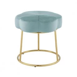 Vanessa Teal Backless Iron Base Vanity Stool 17.75 in. H x 17.75 in. W x 17.75 in. D by Linon Home Decor