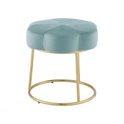 Vanessa Teal Backless Iron Base Vanity Stool 17.75 in. H x 17.75 in. W x 17.75 in. D by Linon Home Decor -Linon Home Decor Shop teal linon home decor makeup vanities thd04082 c3 1000