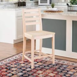 Lindau 39.5 H in. Unfinished Wood Full Back Slat Back Counter-Stool (Carton of 2) by Linon Home Decor -Linon Home Decor Shop unfinished linon home decor bar stools thdac03631 44 1000