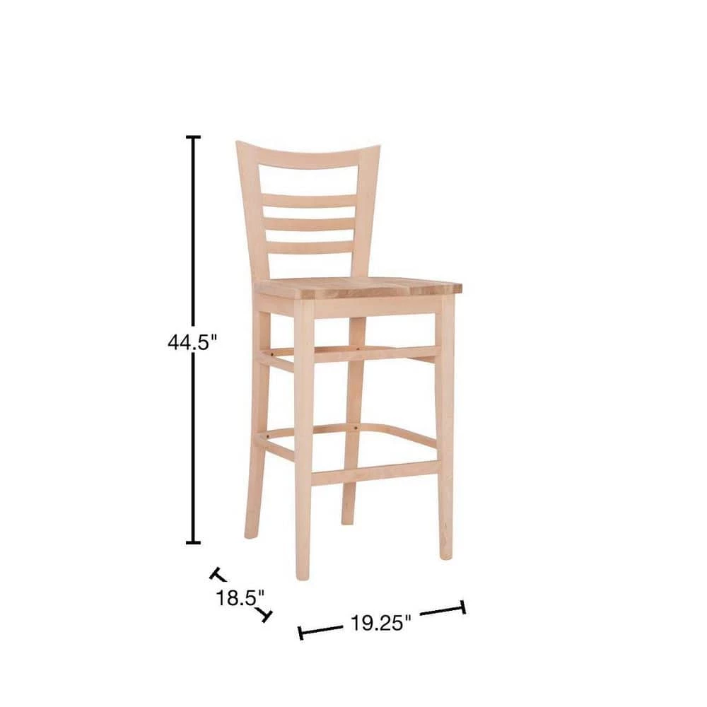 Bonn 44.5 H in. Unfinished Wood High Back Slat Back and Frame Barstool (Carton of 2) by Linon Home Decor 5 Bonn 44.5 H in. Unfinished Wood High Back Slat Back and Frame Barstool (Carton of 2) by Linon Home Decor - Image 3