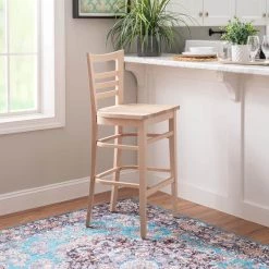 Bonn 44.5 H in. Unfinished Wood High Back Slat Back and Frame Barstool (Carton of 2) by Linon Home Decor 19 Bonn 44.5 H in. Unfinished Wood High Back Slat Back and Frame Barstool (Carton of 2) by Linon Home Decor -Linon Home Decor Shop unfinished linon home decor bar stools thdac03632 44 1000