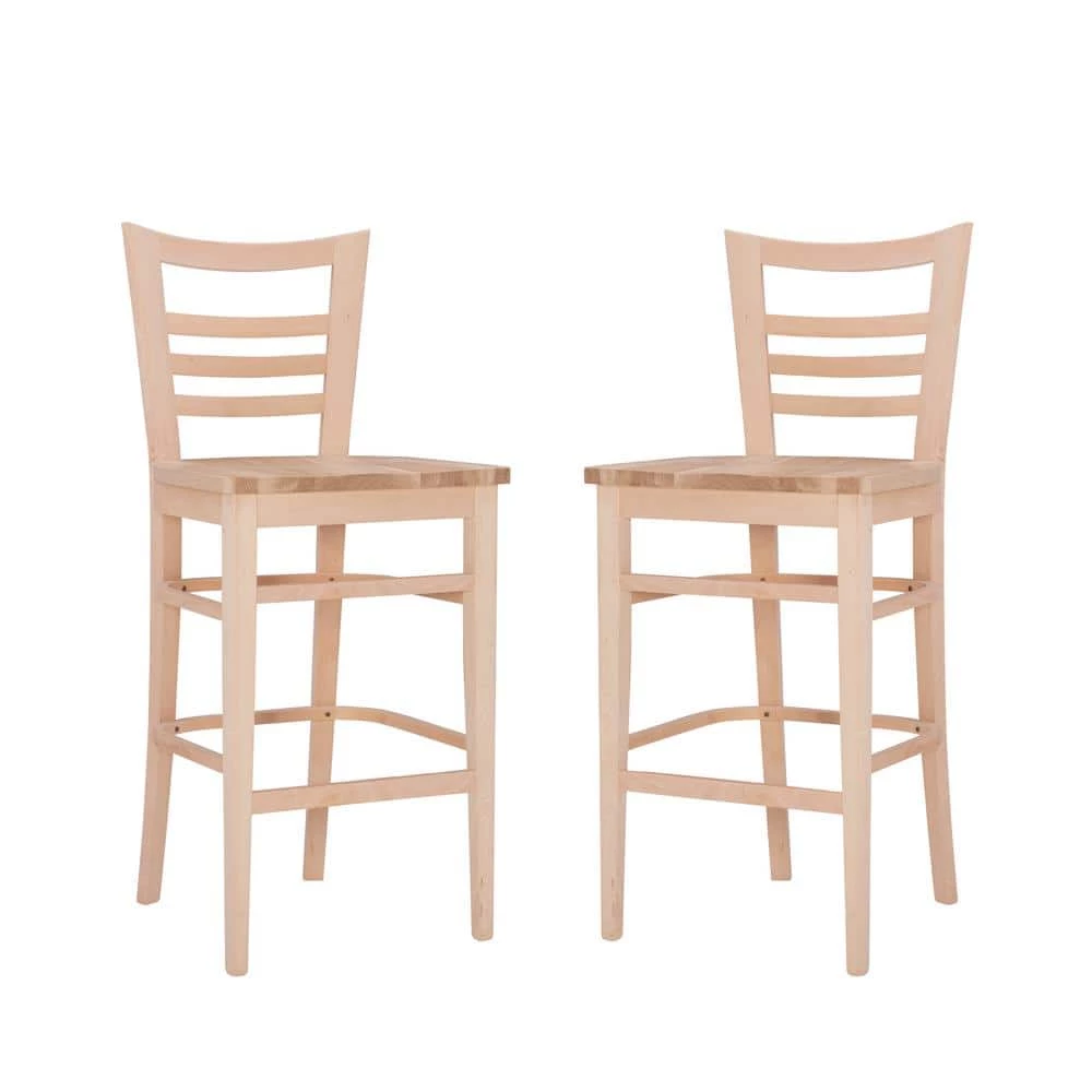 Bonn 44.5 H in. Unfinished Wood High Back Slat Back and Frame Barstool (Carton of 2) by Linon Home Decor 3 Bonn 44.5 H in. Unfinished Wood High Back Slat Back and Frame Barstool (Carton of 2) by Linon Home Decor