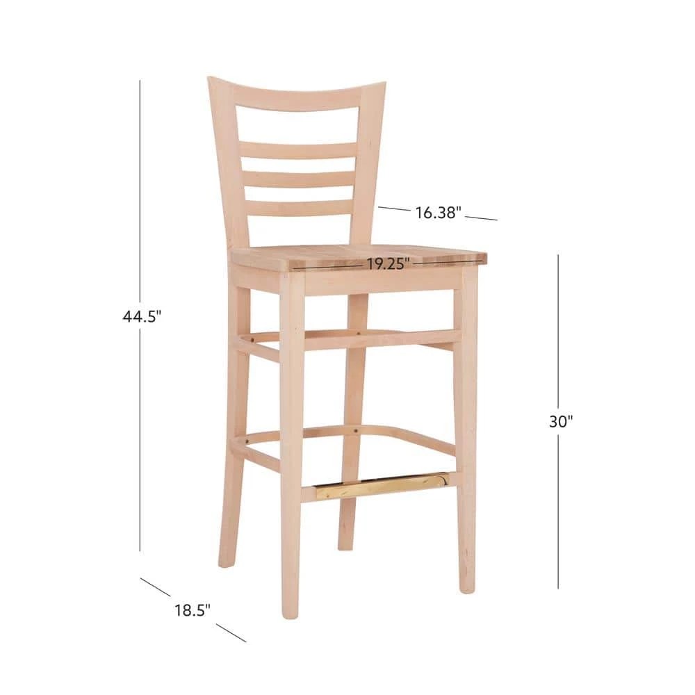 Bonn 44.5 H in. Unfinished Wood High Back Slat Back and Frame Barstool (Carton of 2) by Linon Home Decor 11 Bonn 44.5 H in. Unfinished Wood High Back Slat Back and Frame Barstool (Carton of 2) by Linon Home Decor - Image 9
