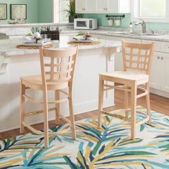 Dixie 37.75 in. H Unfinished Open Grid Back 23.5 in. Seat Height Counter Stool with Solid Wood Frame Seat (Carton of 2) by Linon Home Decor -Linon Home Decor Shop unfinished linon home decor bar stools thdac3856 31 1000