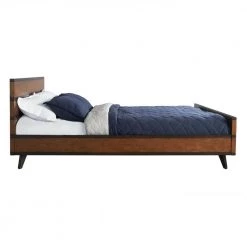 Mid Century Wood Platform Queen Bed by Linon Home Decor -Linon Home Decor Shop walnut brown finish linon home decor platform beds thd02013 4f 1000