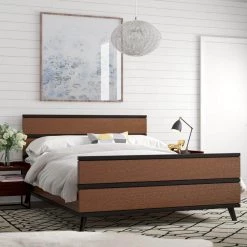 Mid Century Wood Platform Queen Bed by Linon Home Decor