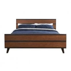 Mid Century Wood Platform Queen Bed by Linon Home Decor -Linon Home Decor Shop walnut brown finish linon home decor platform beds thd02013 c3 1000