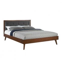 Mid Century Platform Queen Upholstered Bed by Linon Home Decor