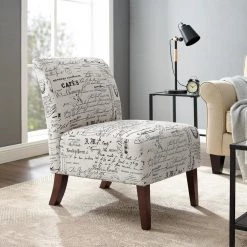 Prima Script Polyester Slipper Chair with Dark Walnut Legs by Linon Home Decor 15 Prima Script Polyester Slipper Chair with Dark Walnut Legs by Linon Home Decor -Linon Home Decor Shop walnut linon home decor accent chairs thd03242 31 1000