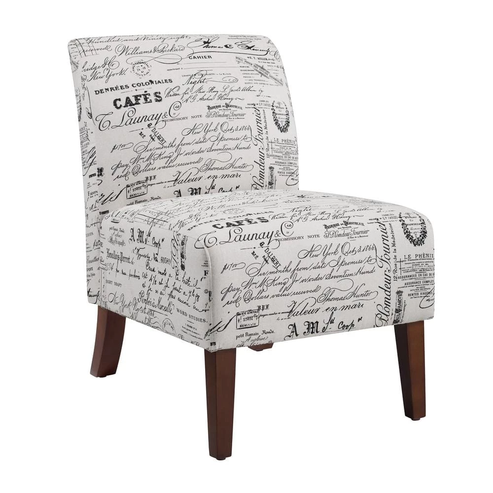 Prima Script Polyester Slipper Chair with Dark Walnut Legs by Linon Home Decor 3 Prima Script Polyester Slipper Chair with Dark Walnut Legs by Linon Home Decor