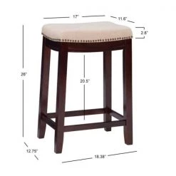 Herbie 26 in. H Dark Walnut Backless Counter Stool with Beige Linen Seat by Linon Home Decor -Linon Home Decor Shop walnut linon home decor bar stools thd03243 1f 1000