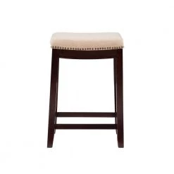 Herbie 26 in. H Dark Walnut Backless Counter Stool with Beige Linen Seat by Linon Home Decor -Linon Home Decor Shop walnut linon home decor bar stools thd03243 c3 1000
