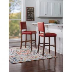 Eve 30" Red Upholstered Back and Seat Barstool by Linon Home Decor 13 Eve 30" Red Upholstered Back and Seat Barstool by Linon Home Decor -Linon Home Decor Shop walnut linon home decor bar stools thd03499 31 1000
