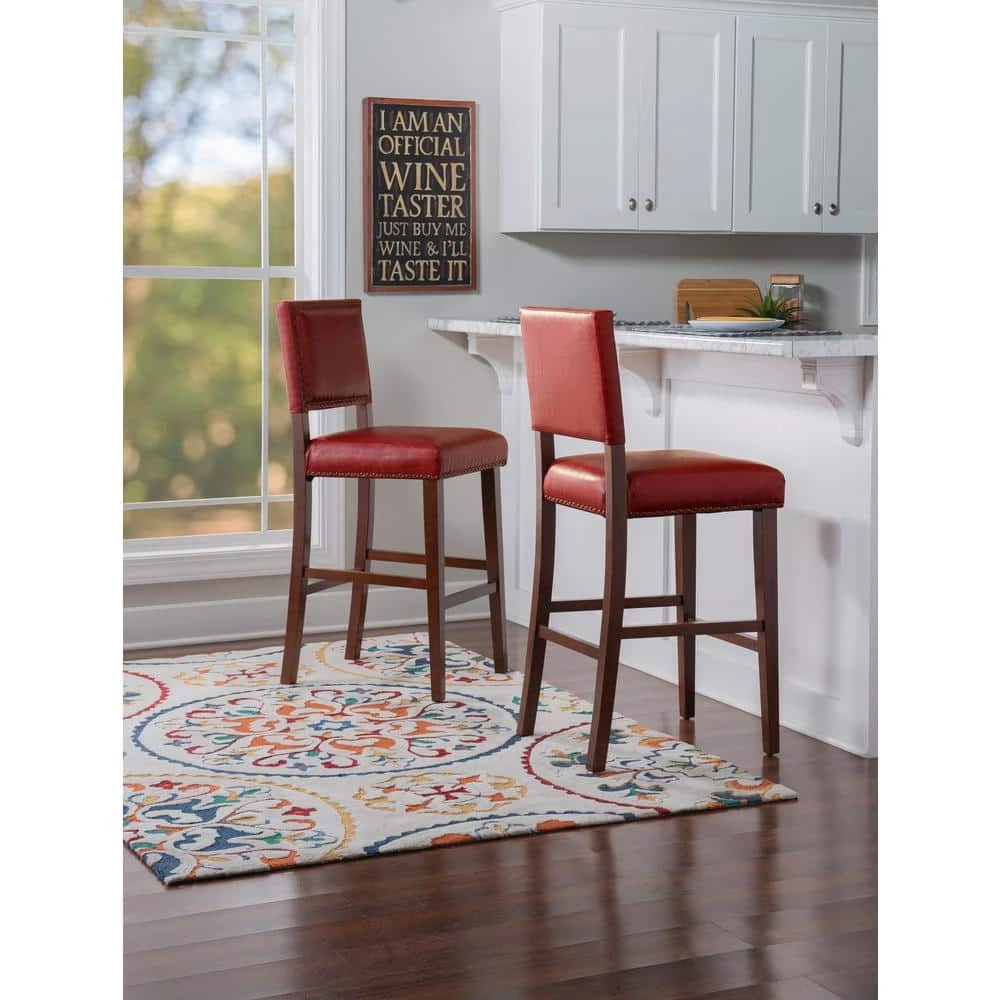 Eve 30" Red Upholstered Back and Seat Barstool by Linon Home Decor 8 Eve 30" Red Upholstered Back and Seat Barstool by Linon Home Decor - Image 6