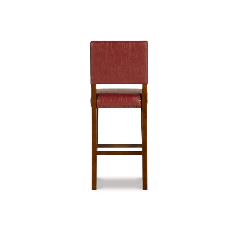 Eve 30" Red Upholstered Back and Seat Barstool by Linon Home Decor 5 Eve 30" Red Upholstered Back and Seat Barstool by Linon Home Decor - Image 3