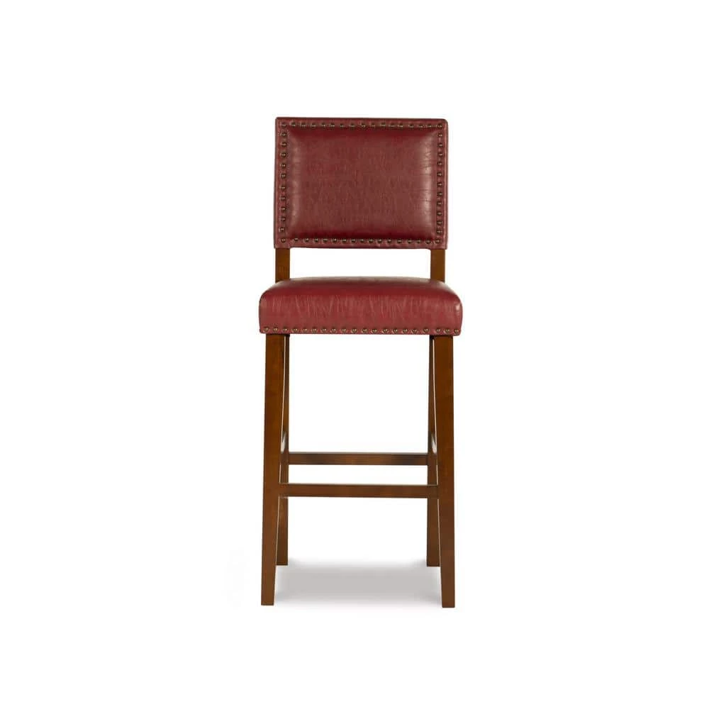 Eve 30" Red Upholstered Back and Seat Barstool by Linon Home Decor 6 Eve 30" Red Upholstered Back and Seat Barstool by Linon Home Decor - Image 4