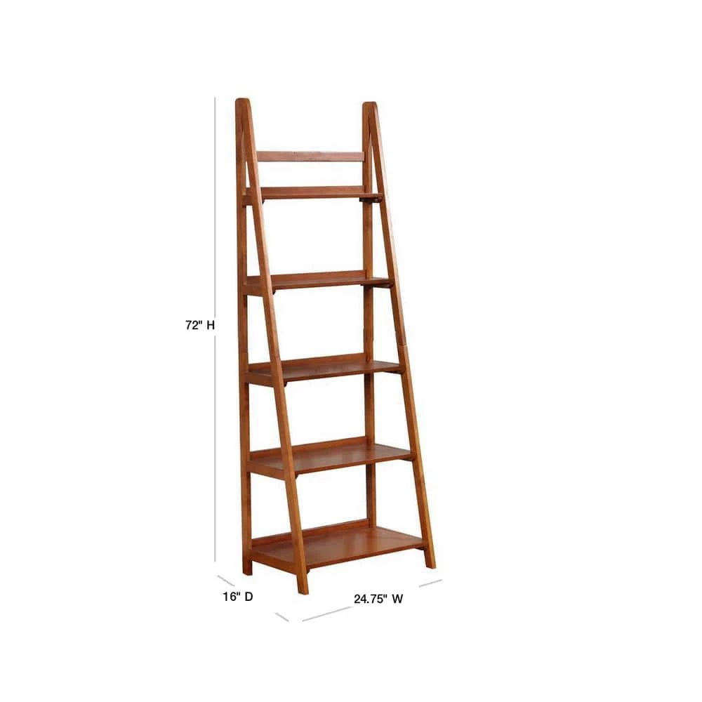 Cannon Walnut Finish 5 Shelf Bookcase by Linon Home Decor 4 Cannon Walnut Finish 5 Shelf Bookcase by Linon Home Decor - Image 2