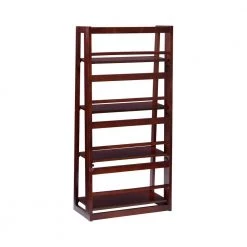 Angela 48 in. Walnut Wood 4-Shelf Folding Accent Bookcase with Fixed Shelves by Linon Home Decor 12 Angela 48 in. Walnut Wood 4-Shelf Folding Accent Bookcase with Fixed Shelves by Linon Home Decor -Linon Home Decor Shop walnut linon home decor bookcases bookshelves thd03008 66 1000