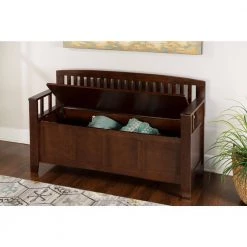 Cynthia Chinese Hardwood MDF Plywood Storage Bench in Walnut by Linon Home Decor 22 Cynthia Chinese Hardwood MDF Plywood Storage Bench in Walnut by Linon Home Decor -Linon Home Decor Shop walnut linon home decor dining benches 83985wal 01 kd u 1f 1000