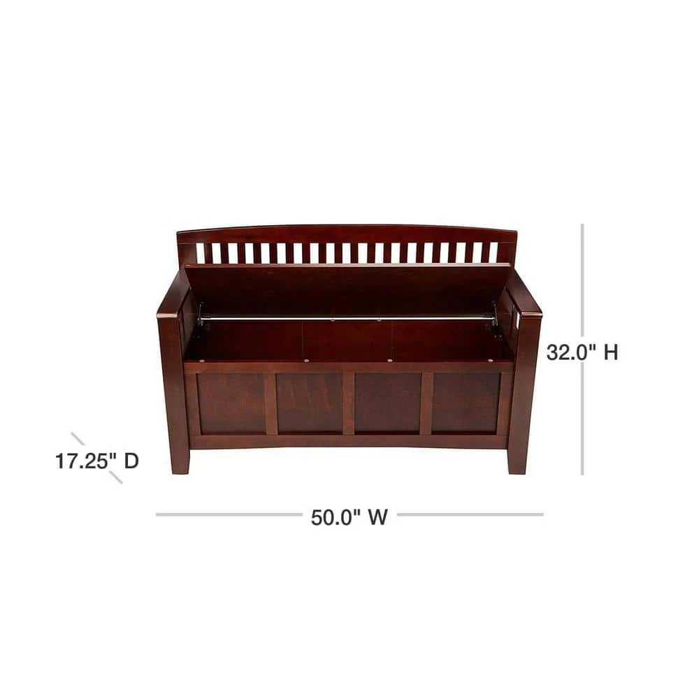 Cynthia Chinese Hardwood MDF Plywood Storage Bench in Walnut by Linon Home Decor 5 Cynthia Chinese Hardwood MDF Plywood Storage Bench in Walnut by Linon Home Decor - Image 3