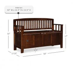 Cynthia Chinese Hardwood MDF Plywood Storage Bench in Walnut by Linon Home Decor 24 Cynthia Chinese Hardwood MDF Plywood Storage Bench in Walnut by Linon Home Decor -Linon Home Decor Shop walnut linon home decor dining benches 83985wal 01 kd u fa 1000