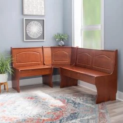 Zoe Walnut Nook Corner Unit with Storage 33.75 in. H x 67.25 in. W x 51.5 in. D by Linon Home Decor -Linon Home Decor Shop walnut linon home decor dining benches thd03549 31 1000