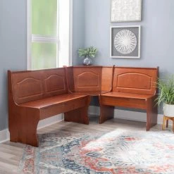 Zoe Walnut Nook Corner Unit with Storage 33.75 in. H x 67.25 in. W x 51.5 in. D by Linon Home Decor -Linon Home Decor Shop walnut linon home decor dining benches thd03549 40 1000