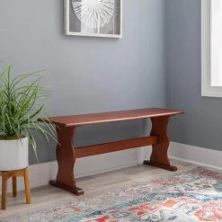 Zoe Walnut Simple bench 17.25" H x 43.25" W x 12" D by Linon Home Decor -Linon Home Decor Shop walnut linon home decor dining benches thd03563 31 1000