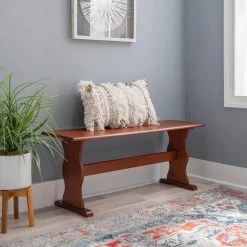 Zoe Walnut Simple bench 17.25" H x 43.25" W x 12" D by Linon Home Decor -Linon Home Decor Shop walnut linon home decor dining benches thd03563 4f 1000