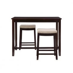 Concord 3-Pieces Walnut Wood Top Counter Set by Linon Home Decor -Linon Home Decor Shop walnut linon home decor dining room sets thd04115 c3 1000