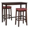 Concord 3-Pieces Brown and Red Wood Top Bar Set by Linon Home Decor