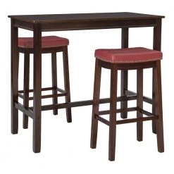 Concord 3-Pieces Brown and Red Wood Top Bar Set by Linon Home Decor