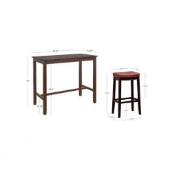 Concord 3-Pieces Brown and Red Wood Top Bar Set by Linon Home Decor 18 Concord 3-Pieces Brown and Red Wood Top Bar Set by Linon Home Decor -Linon Home Decor Shop walnut linon home decor dining room sets thd04123 77 1000