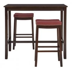 Concord 3-Pieces Brown and Red Wood Top Bar Set by Linon Home Decor 19 Concord 3-Pieces Brown and Red Wood Top Bar Set by Linon Home Decor -Linon Home Decor Shop walnut linon home decor dining room sets thd04123 c3 1000