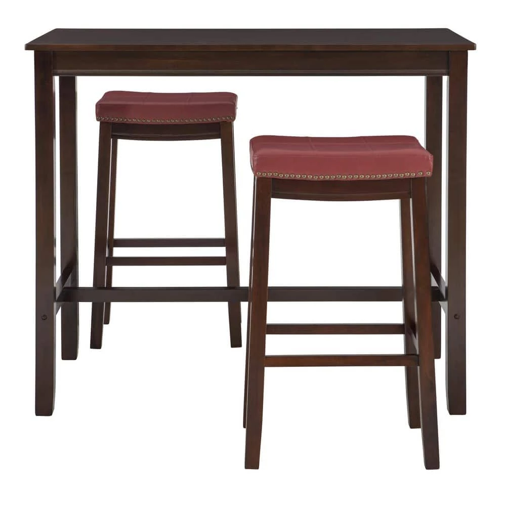 Concord 3-Pieces Brown and Red Wood Top Bar Set by Linon Home Decor 8 Concord 3-Pieces Brown and Red Wood Top Bar Set by Linon Home Decor - Image 6