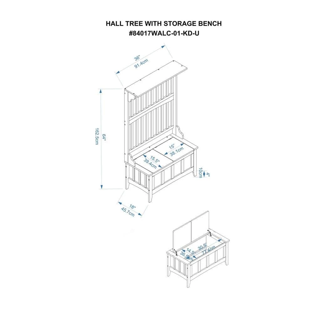 Mission Walnut Hall Tree with Storage by Linon Home Decor 10 Mission Walnut Hall Tree with Storage by Linon Home Decor - Image 8