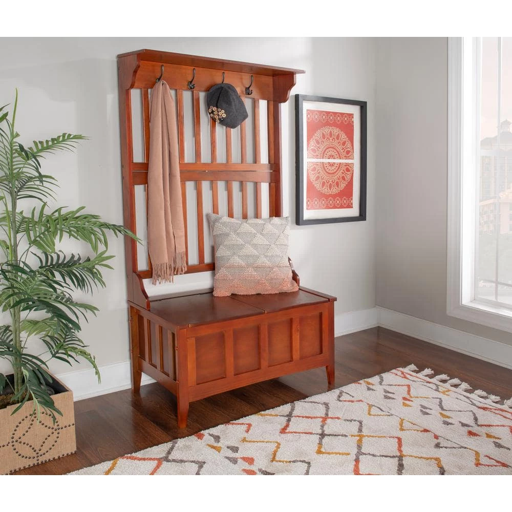Mission Walnut Hall Tree with Storage by Linon Home Decor 11 Mission Walnut Hall Tree with Storage by Linon Home Decor - Image 9